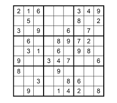 An unfinished sudoku puzzle